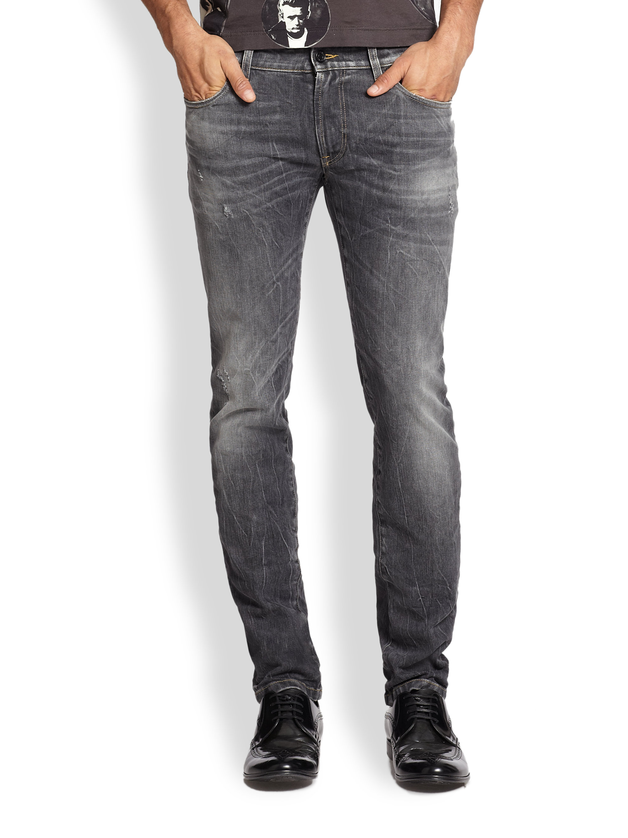 Lyst - Dolce & Gabbana Sandblasted Stretch Denim Jeans in Gray for Men