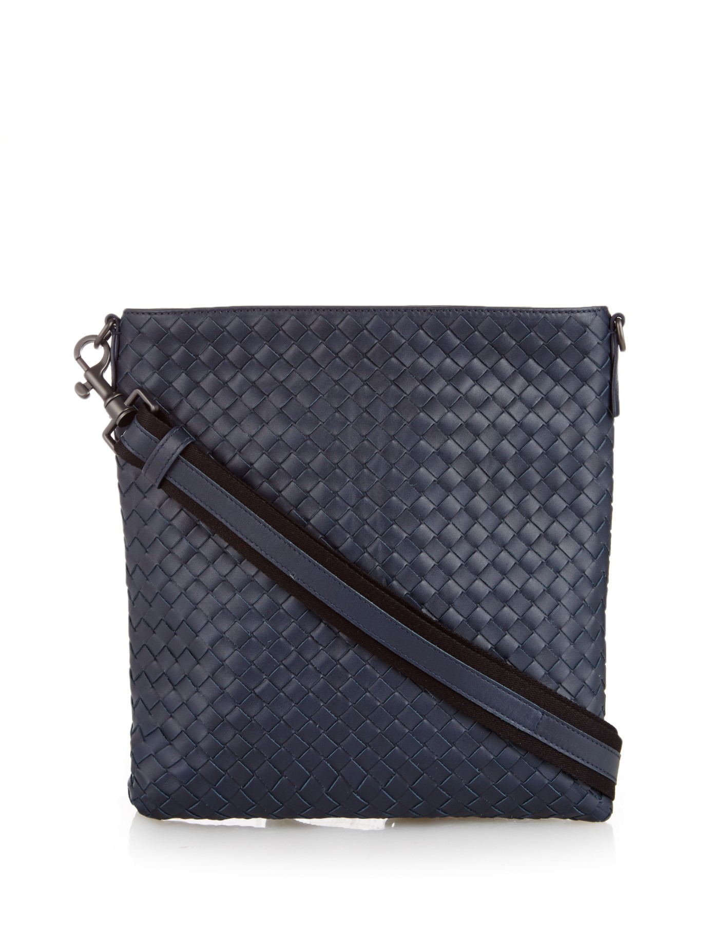Lyst - Bottega veneta Intrecciato Leather Messenger Bag in Blue for Men