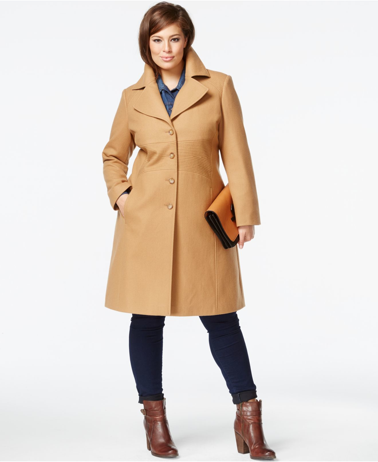 Tommy Hilfiger Plus Size Wool-blend Walker Coat in Natural | Lyst