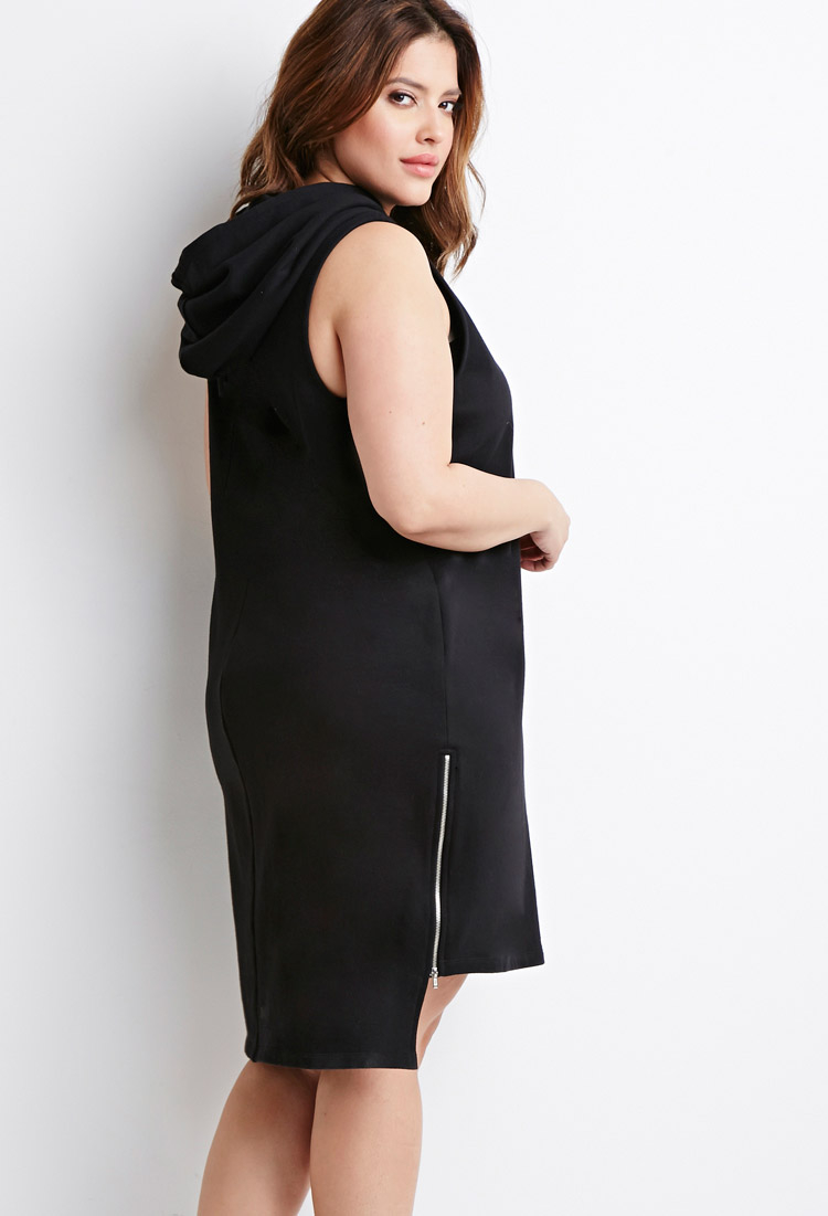 Lyst Forever 21 Plus Size Hooded Sidezipper Dress in Black