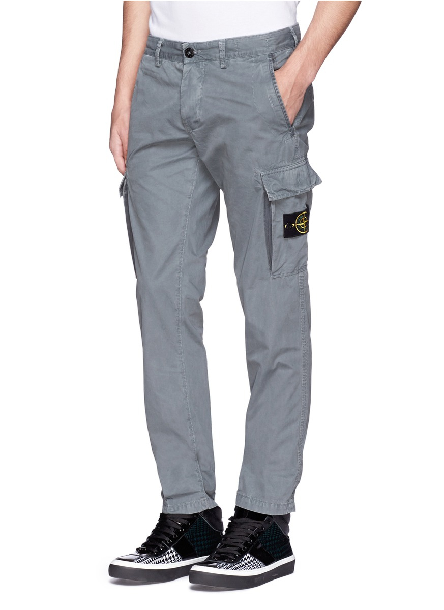 Stone Island Coated Cotton Cargo Pants in Grey (Gray) for Men | Lyst
