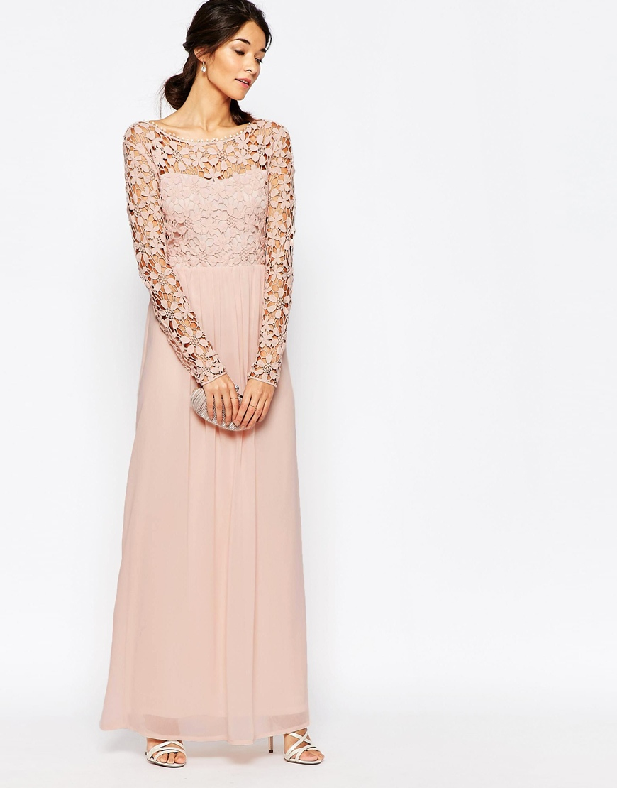 long sleeve crochet maxi dress
