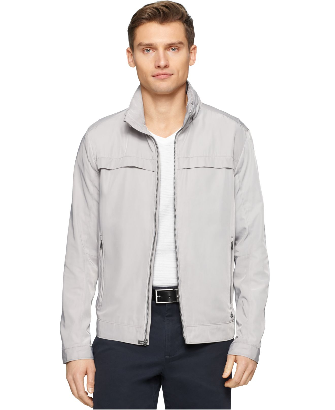 Lyst - Calvin Klein Hidden Hood Jacket in Gray for Men