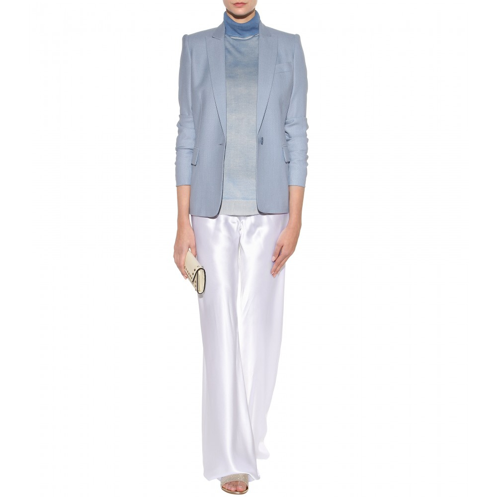 Roberto Cavalli Silk Trousers in White - Lyst