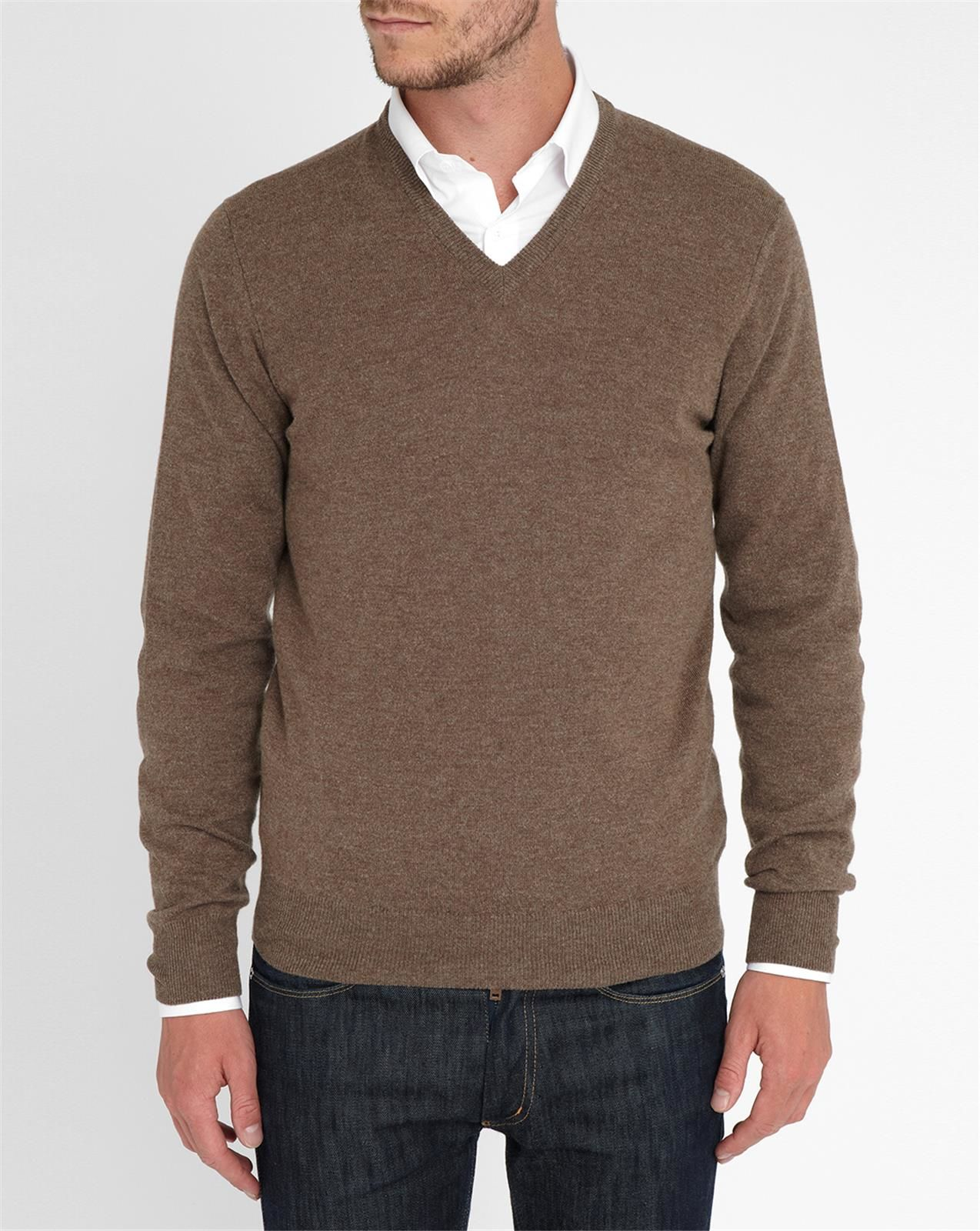 Hackett Beige V-neck Elbow Patches Sweater in Brown for Men (beige) | Lyst