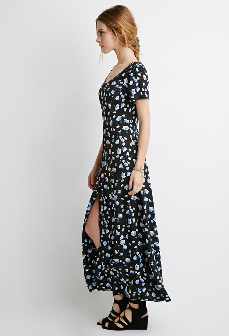 black flower maxi dress