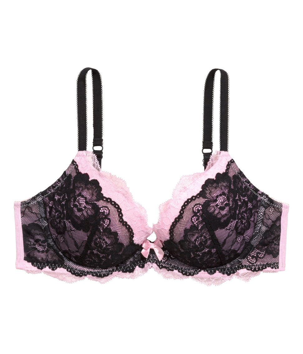 H&M Lace Push-Up Bra in Pink - Lyst