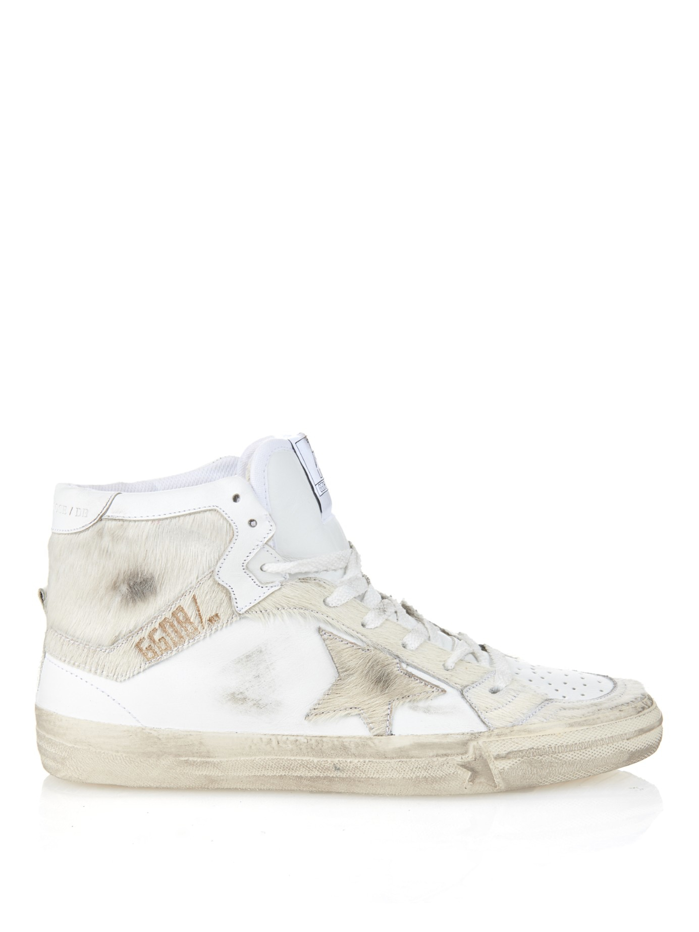 praktisk annoncere sprede Golden Goose Uma Calf-Hair And Leather Trainers in White - Lyst
