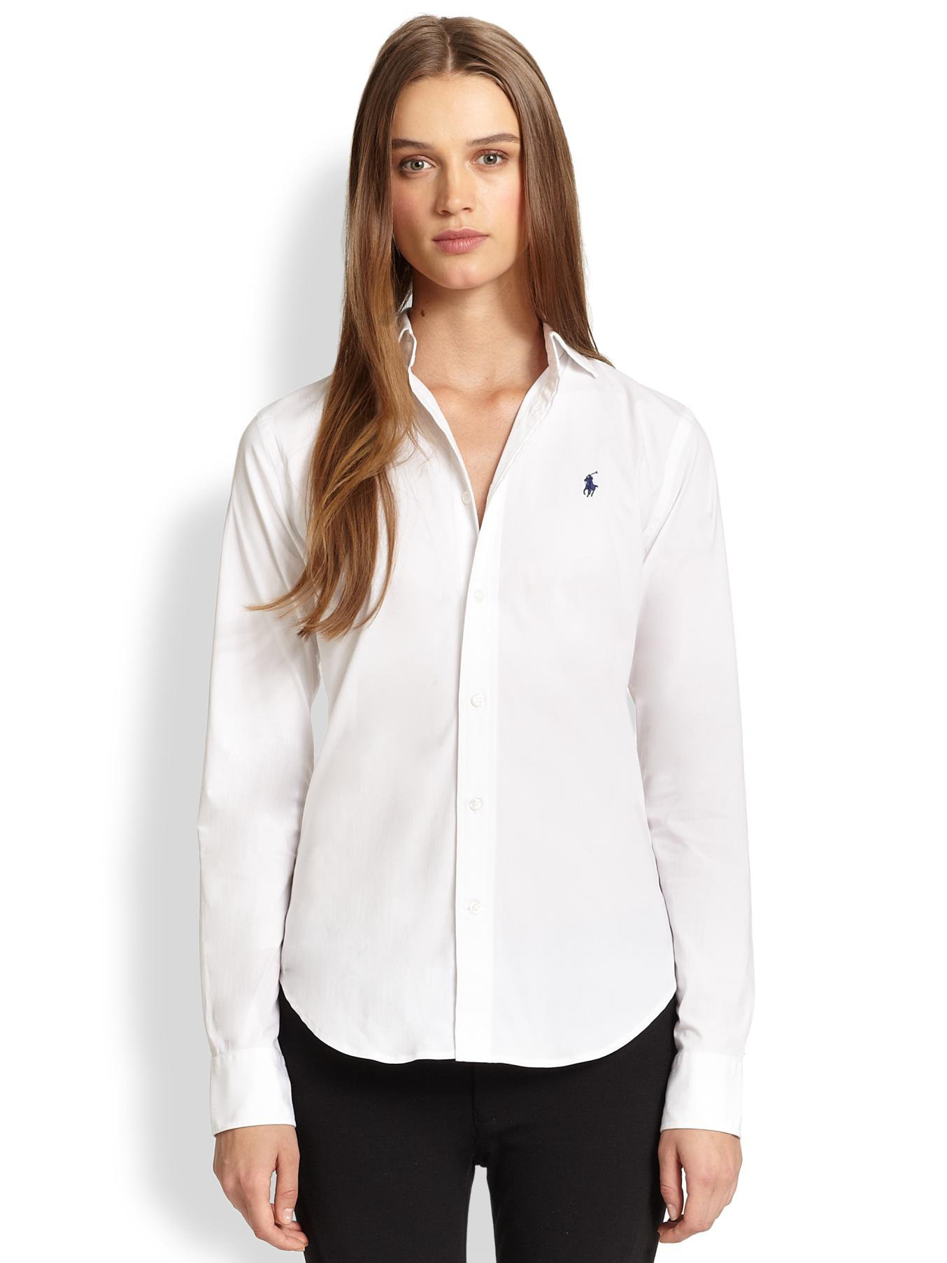 Polo ralph lauren Slim Button-front Shirt in White | Lyst