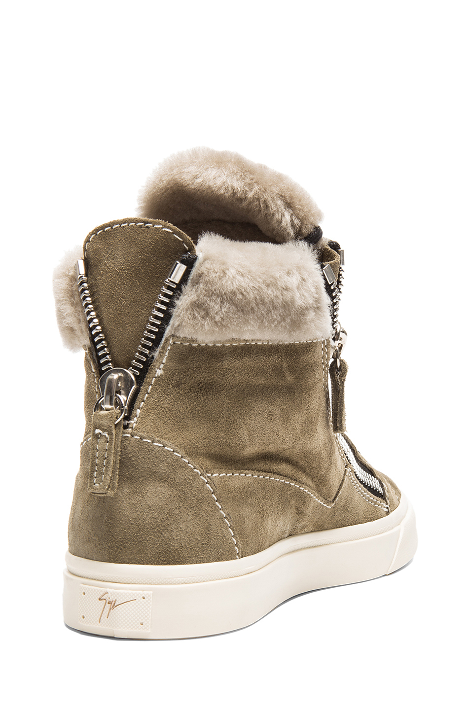 high top shearling sneakers