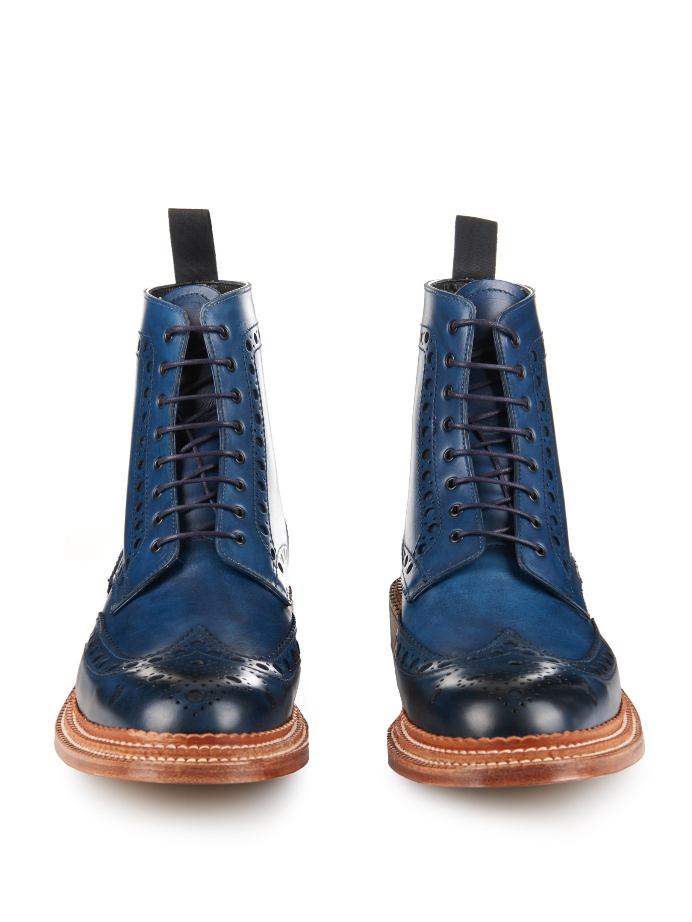 Sleeping leisure Receiver Foot The Coacher Fred Leather Brogue Boots in Navy (Blue) for Men | Lyst