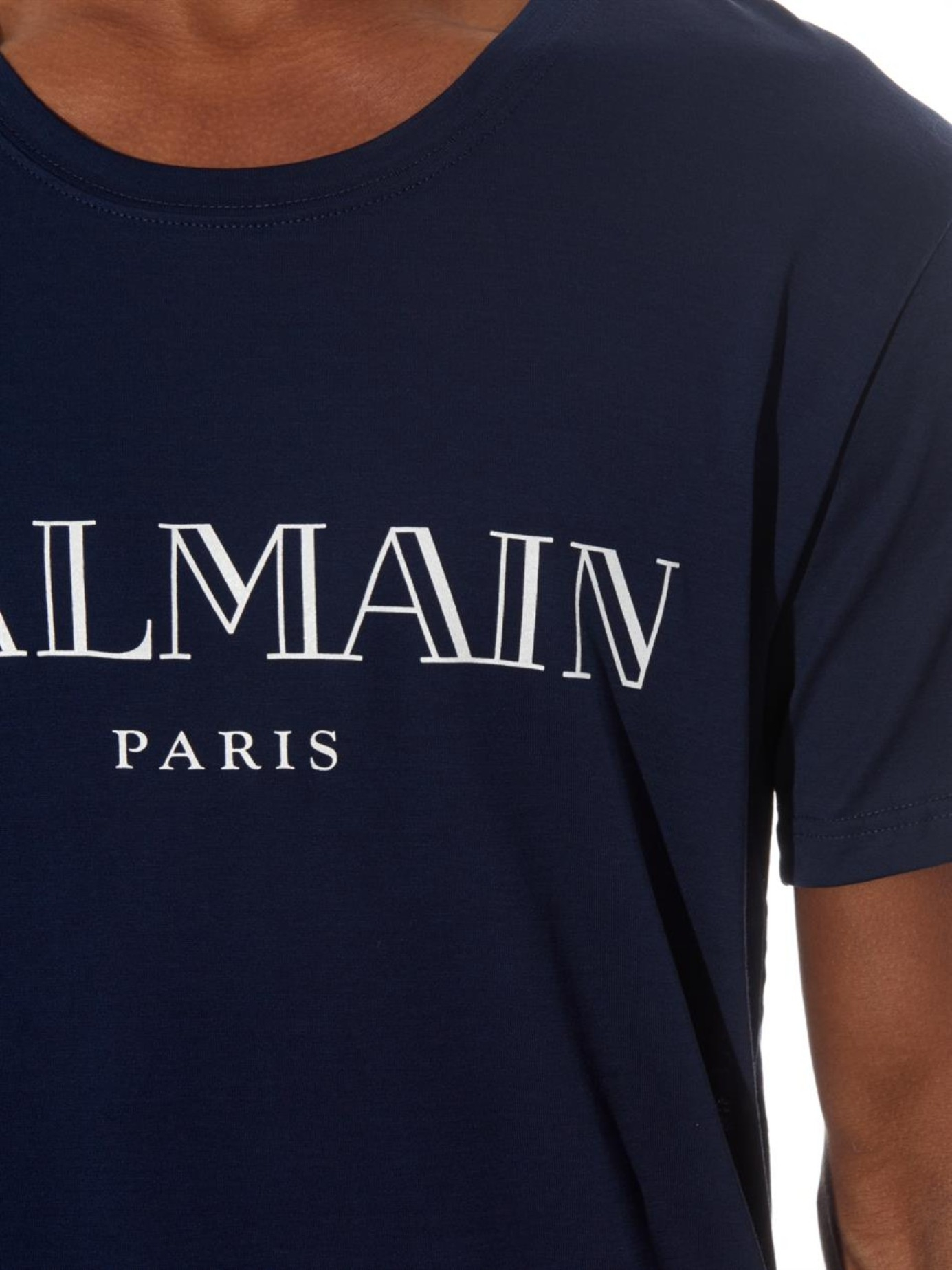 Balmain Logo-Print Cotton-Jersey T-Shirt in Navy (Blue) for Men | Lyst