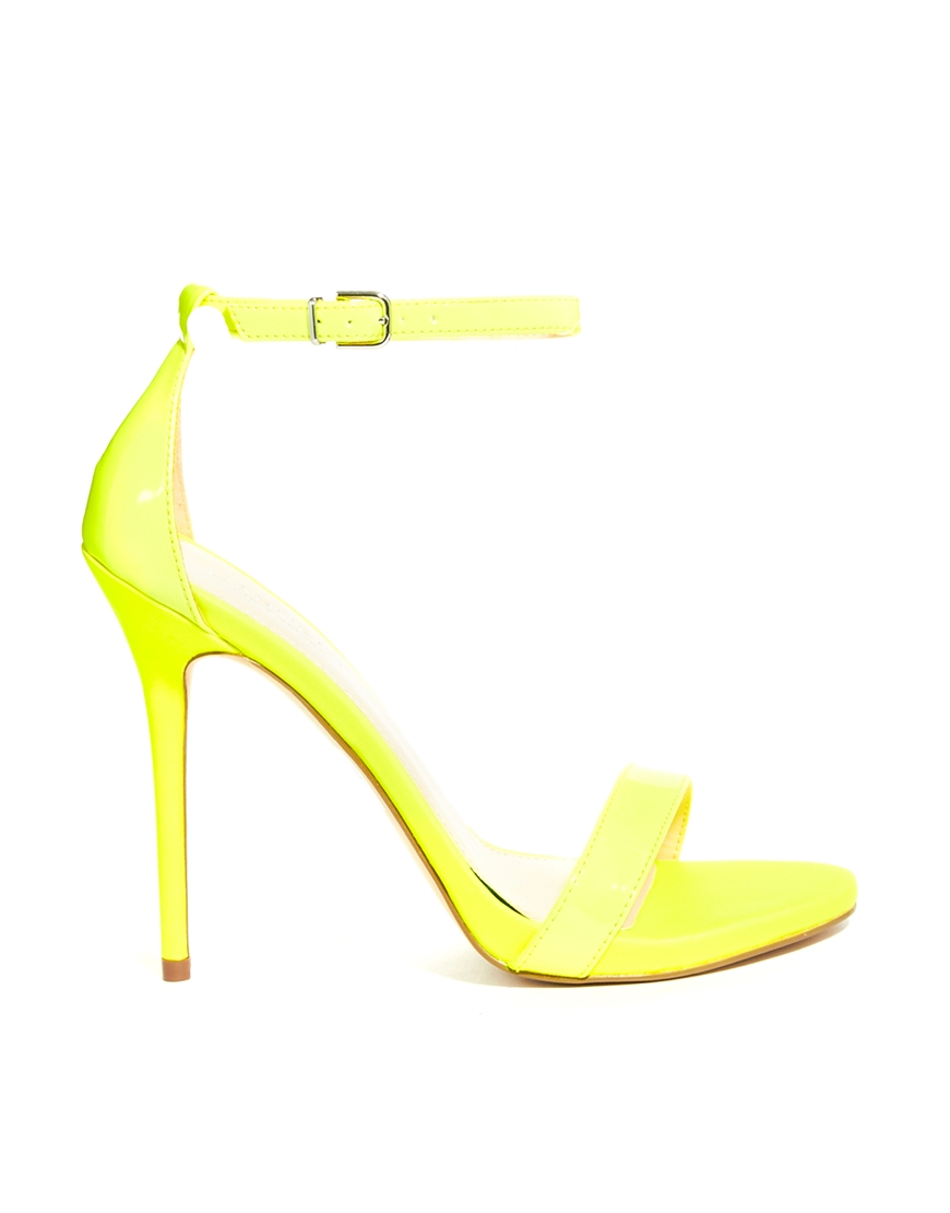 Carvela Kurt Geiger Glacier Single Sole Neon Yellow Heeled Sandals in ...