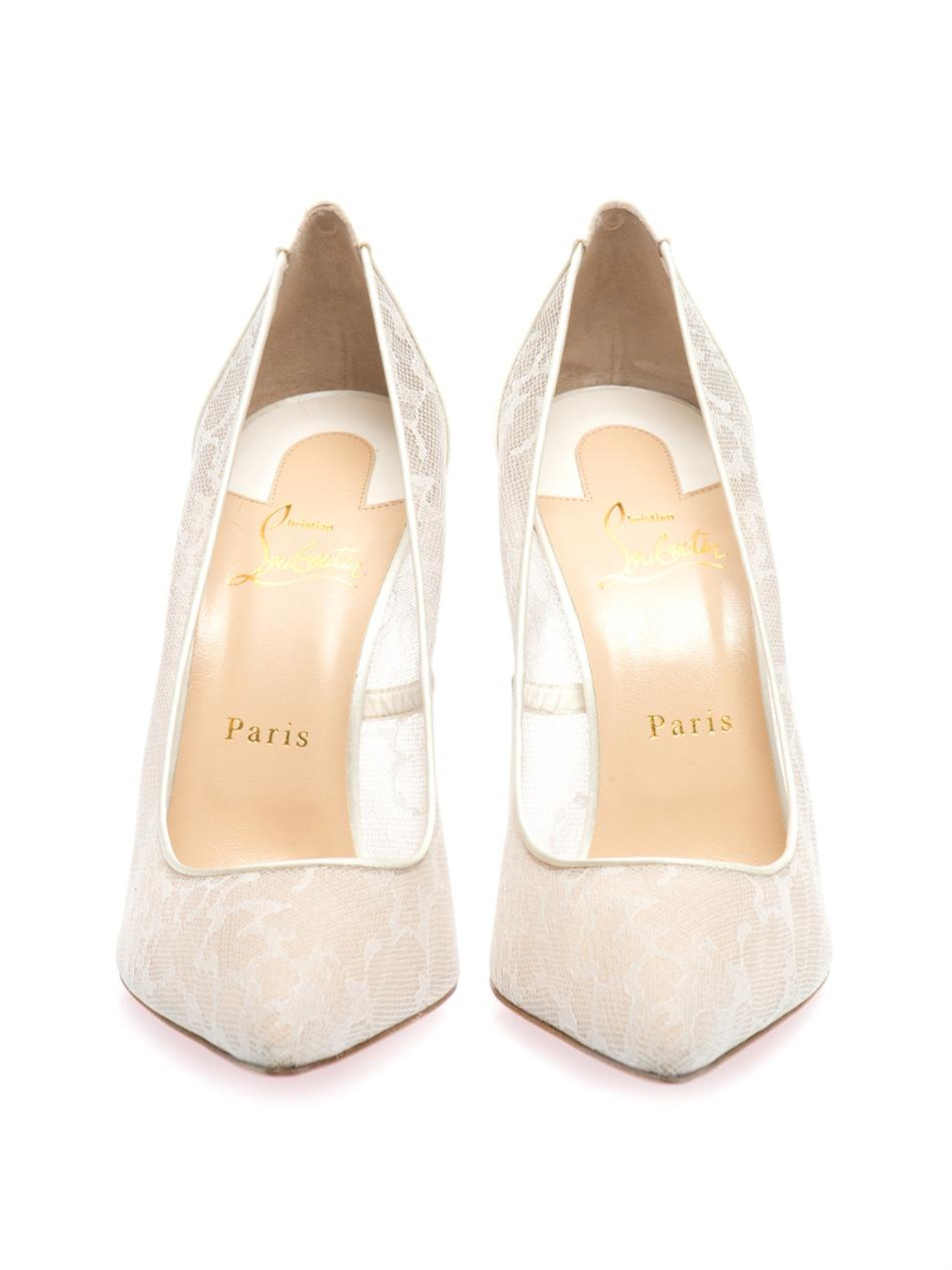 Christian louboutin Pigalle 100Mm Lace Pumps in White | Lyst