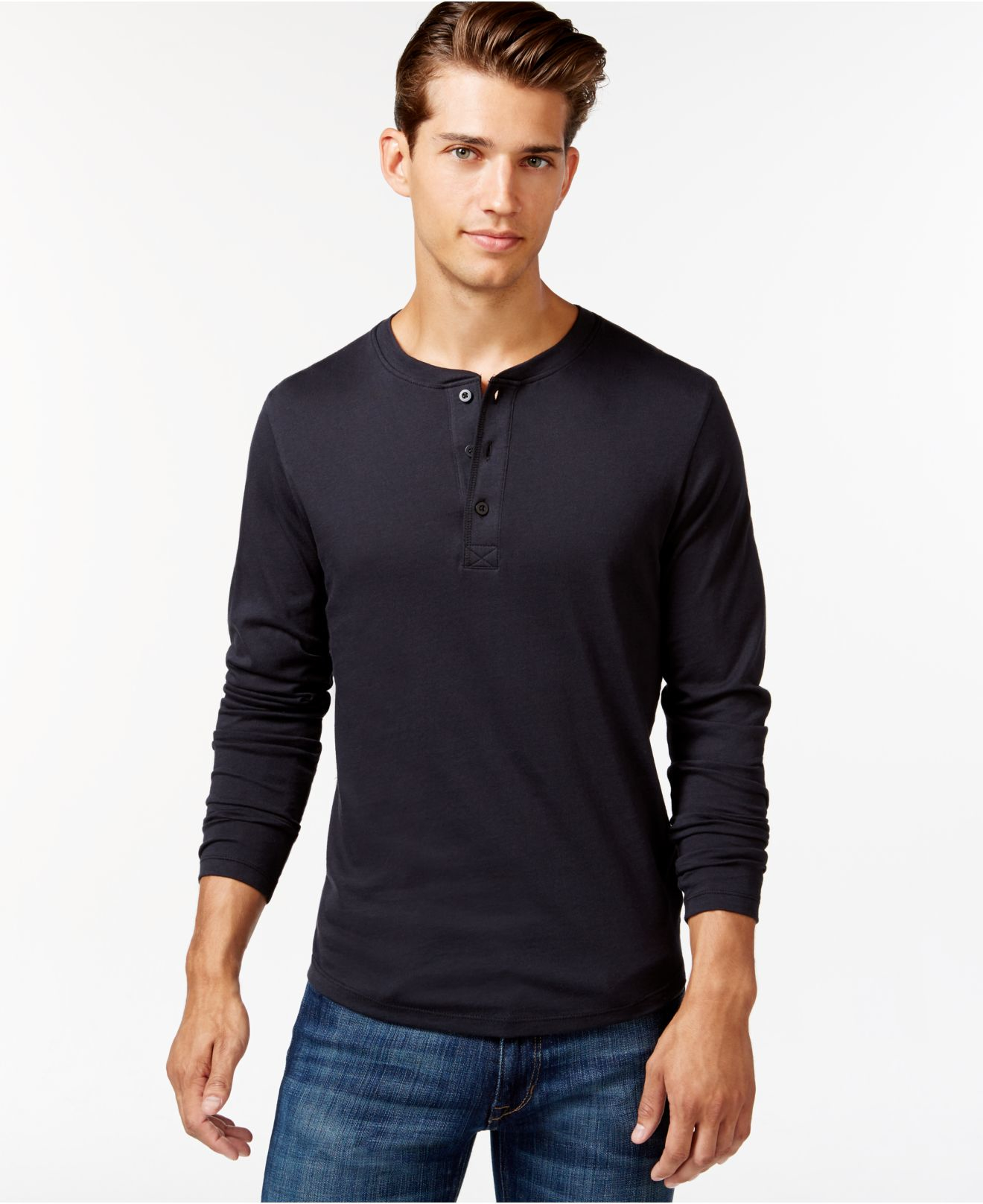 alternative-apparel-cotton-henley-shirt-in-black-for-men-lyst