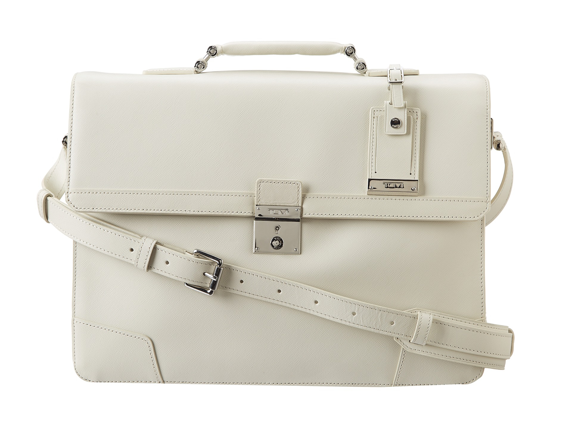 Tumi Astor Dorilton Slim Flap Leather Brief in White for Men | Lyst