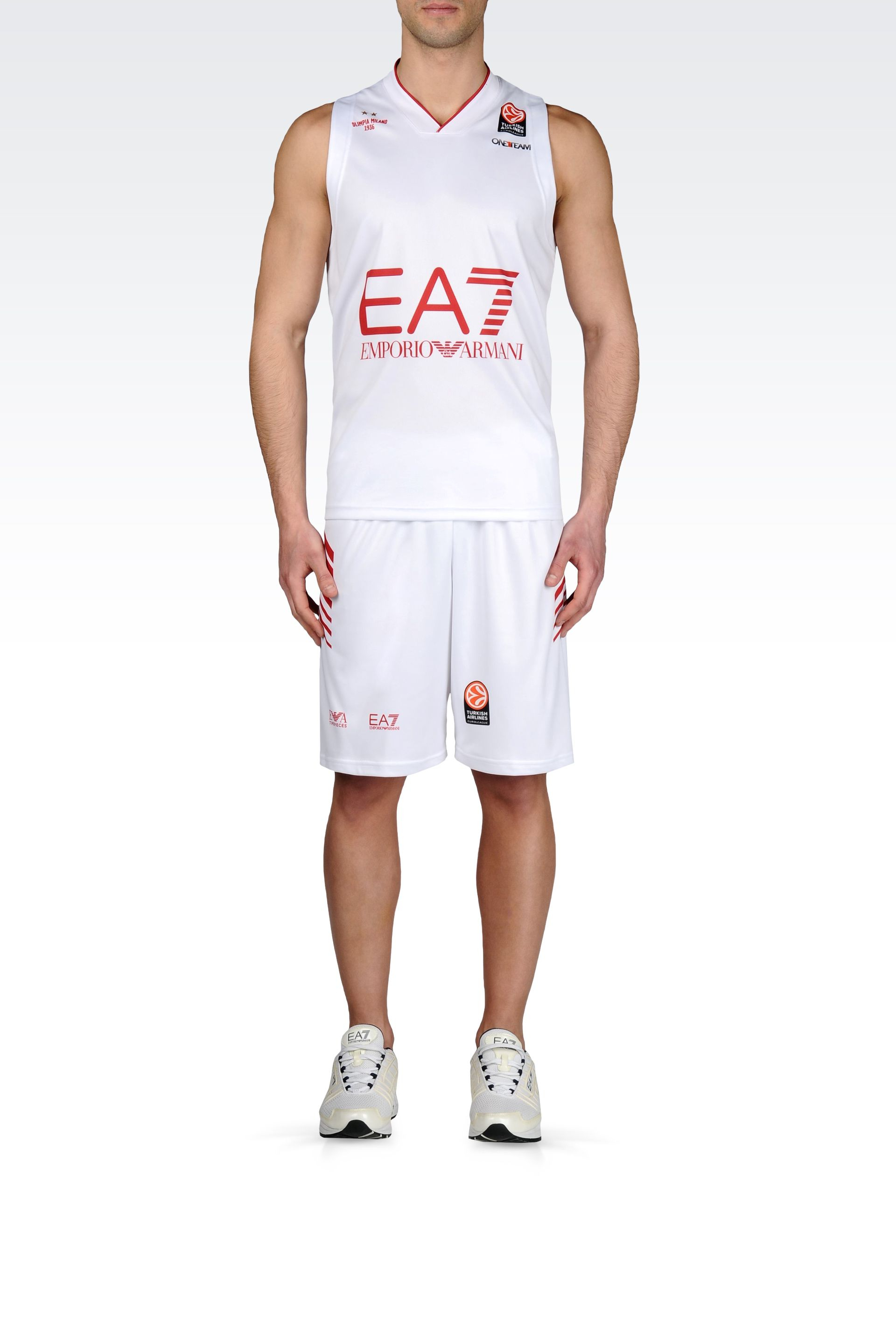 Ea7 Olimpia Milano Match Jersey In Ivory Red For Men Lyst