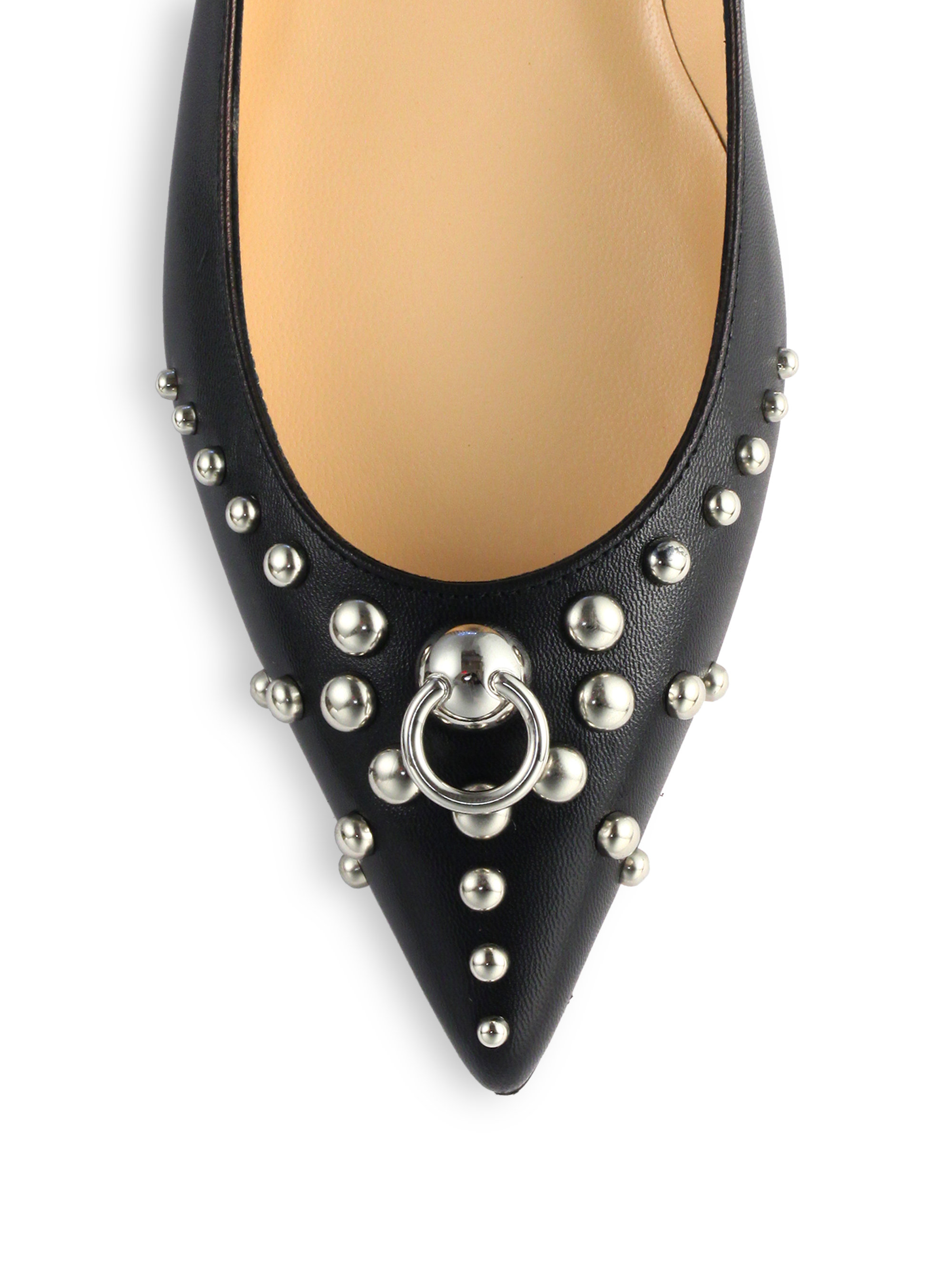 Christian louboutin Door Knock Studded Leather Ballet Flats in ...  