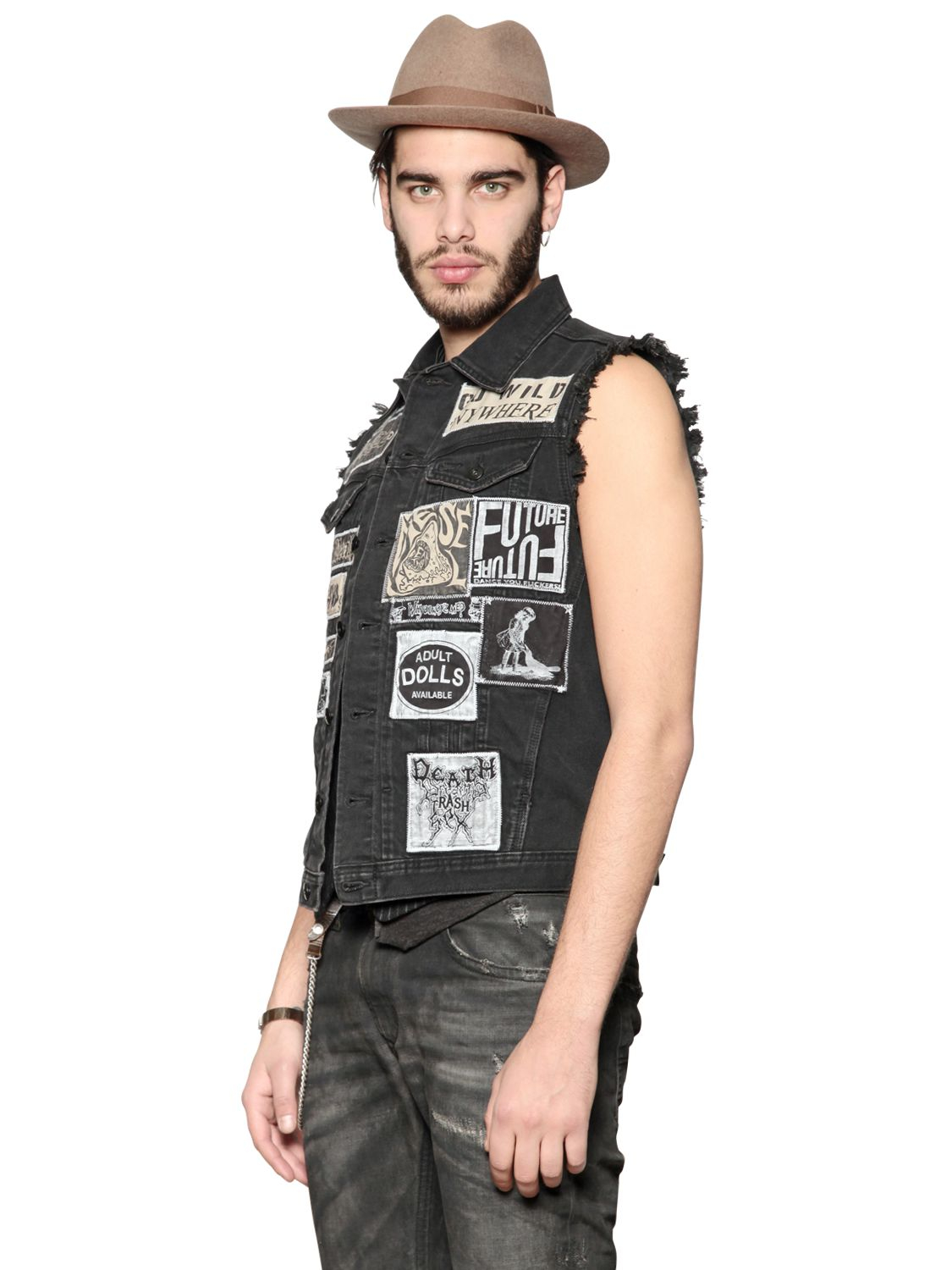 black denim vest for patches