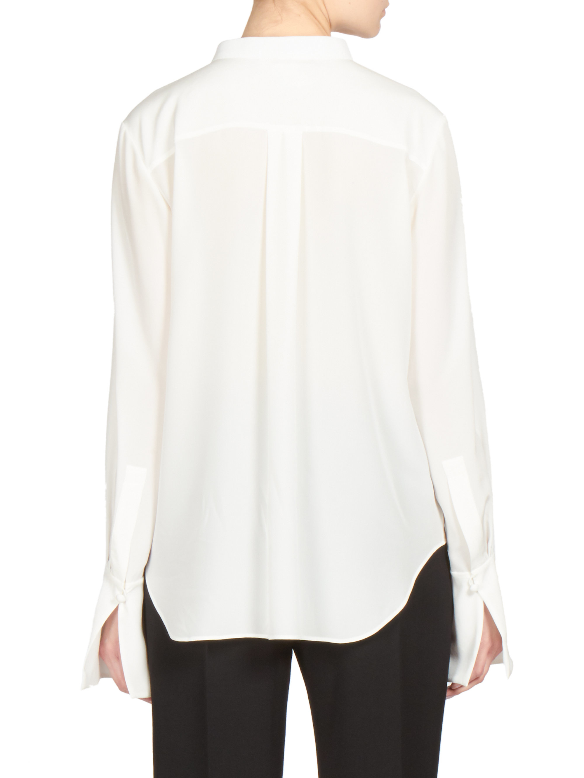Chloé Silk & Lace Blouse in White - Lyst