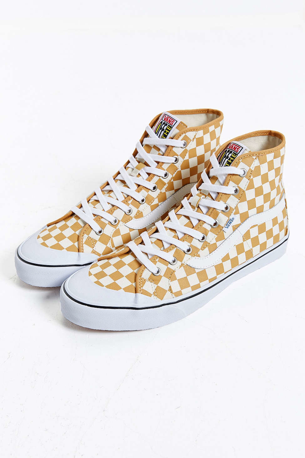 mustard yellow vans checkerboard
