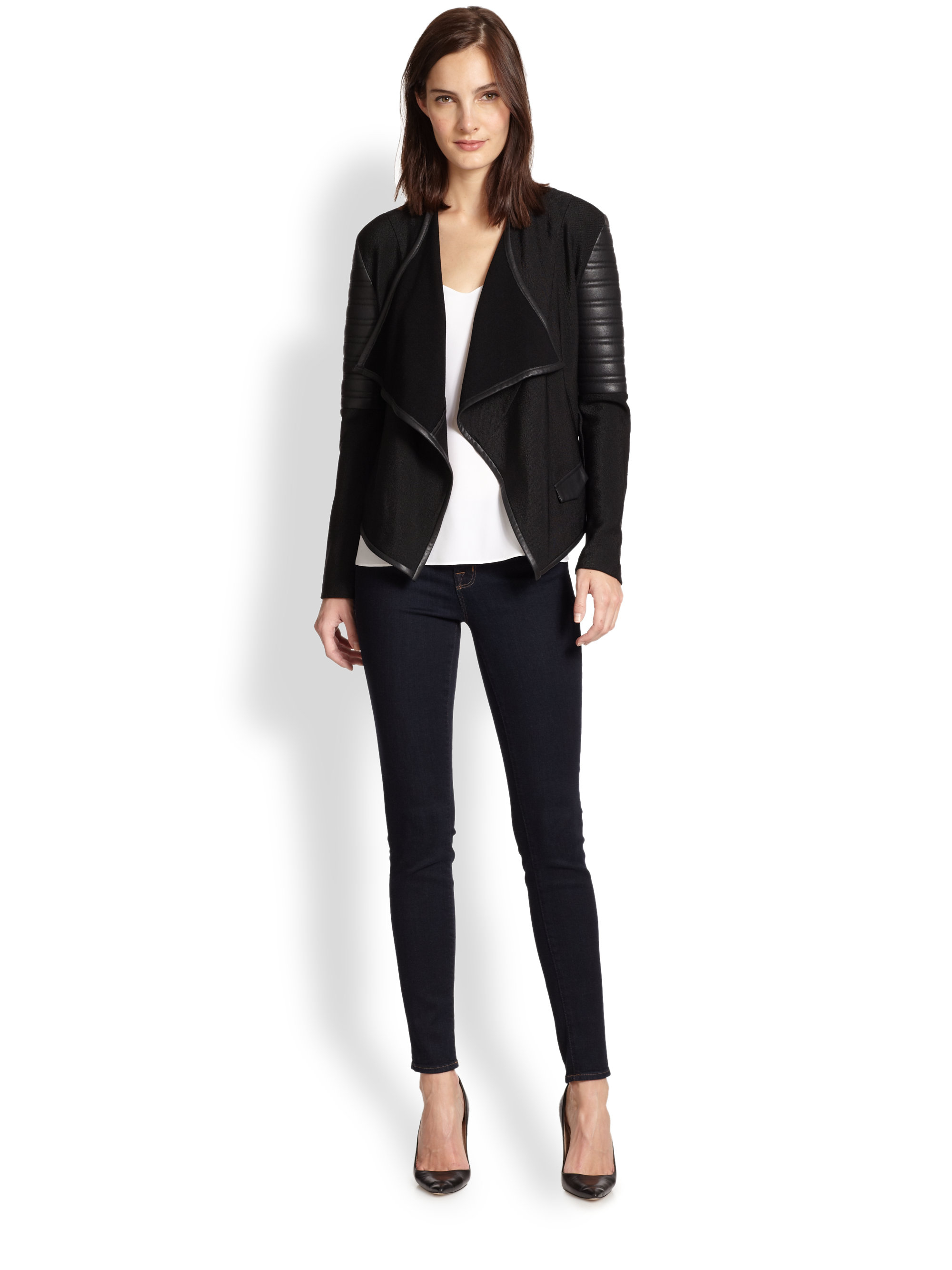 leather and knit jacket