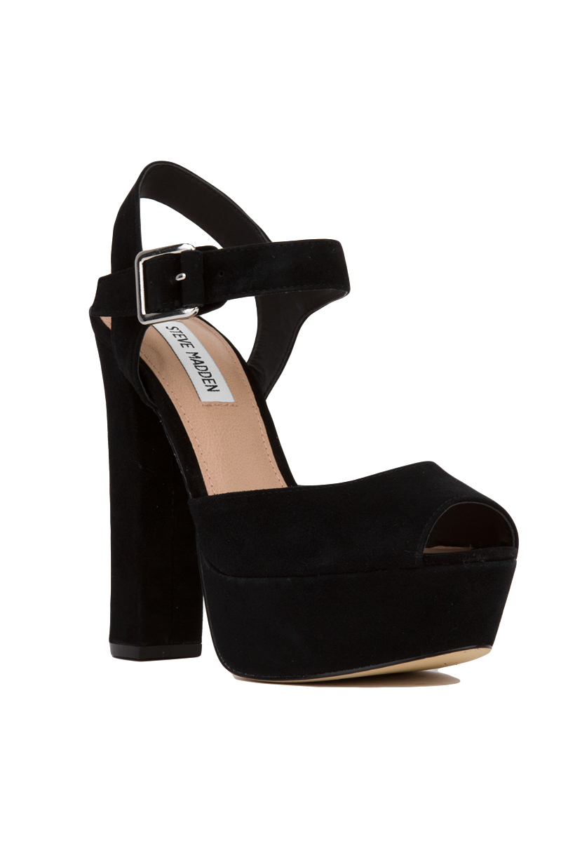 Steve madden Jillyy Platform Sandals - Black Suede in Black | Lyst