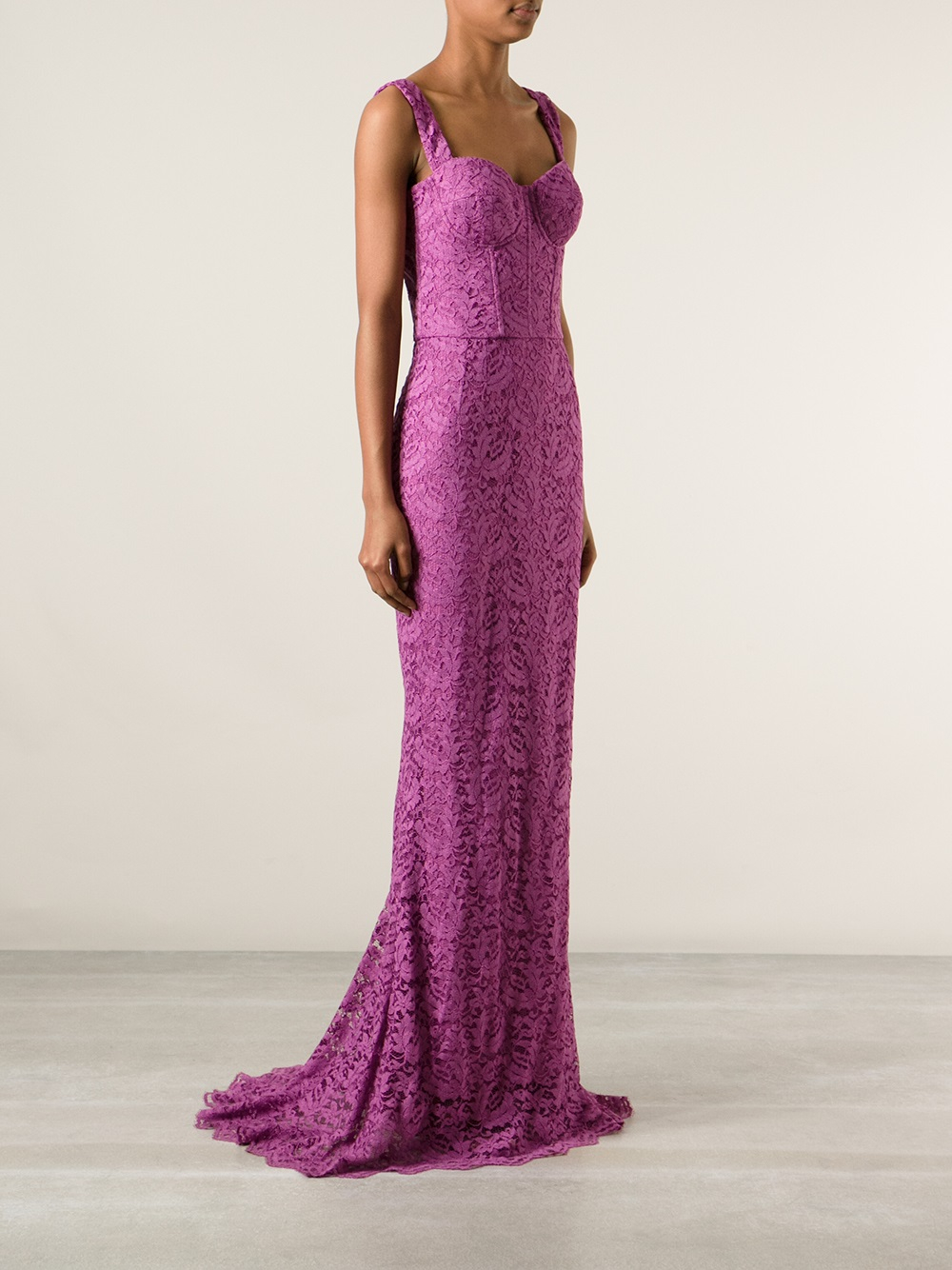 Lyst Dolce Gabbana Lace Evening Dress In Purple