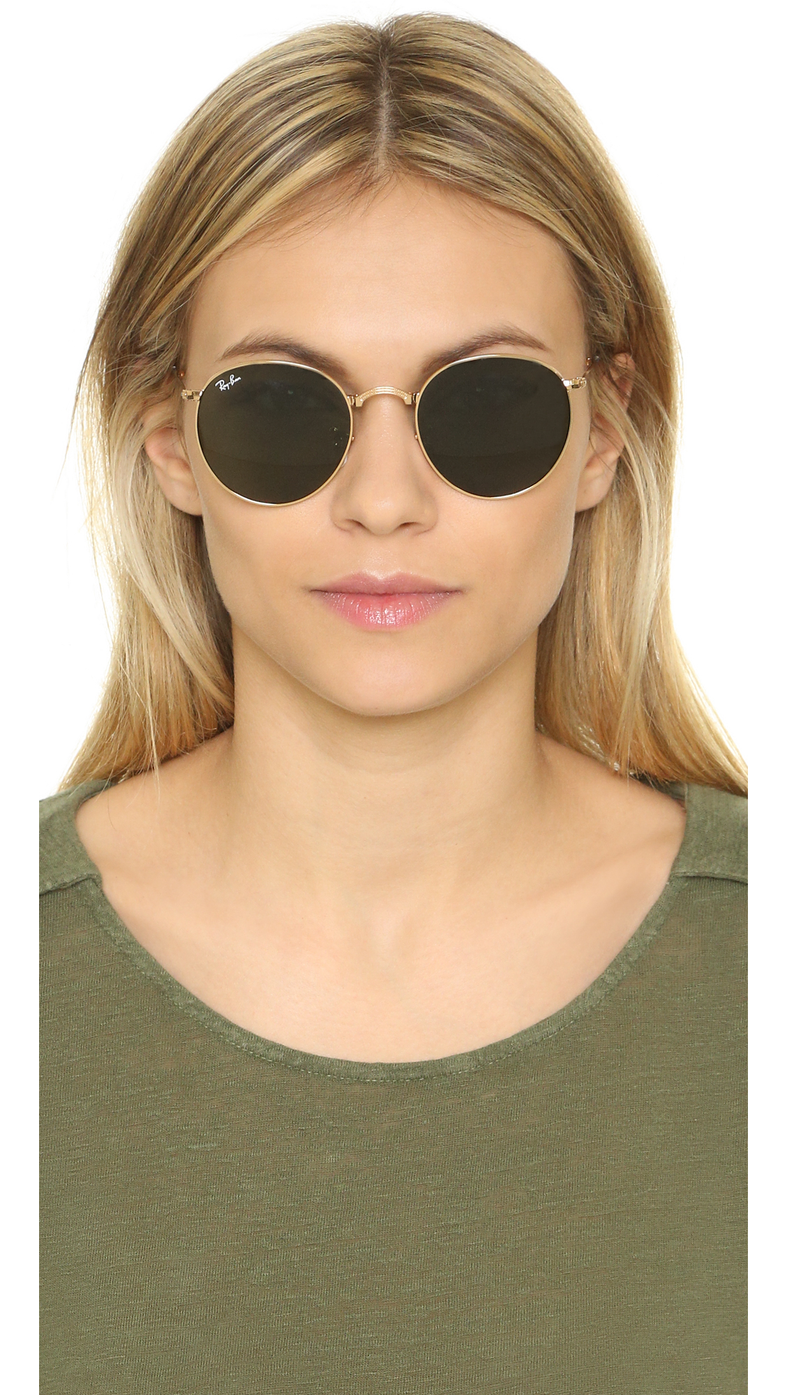 Ray-Ban Rb3532 Icons Round Sunglasses in Gold/Green (Green) - Lyst