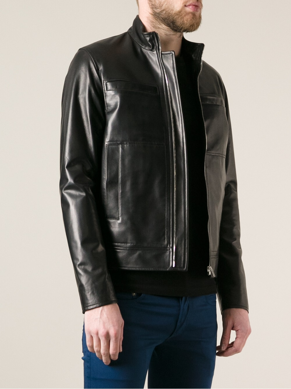 Lyst - Dior homme Funnl Neck Lambskin Jacket in Black for Men