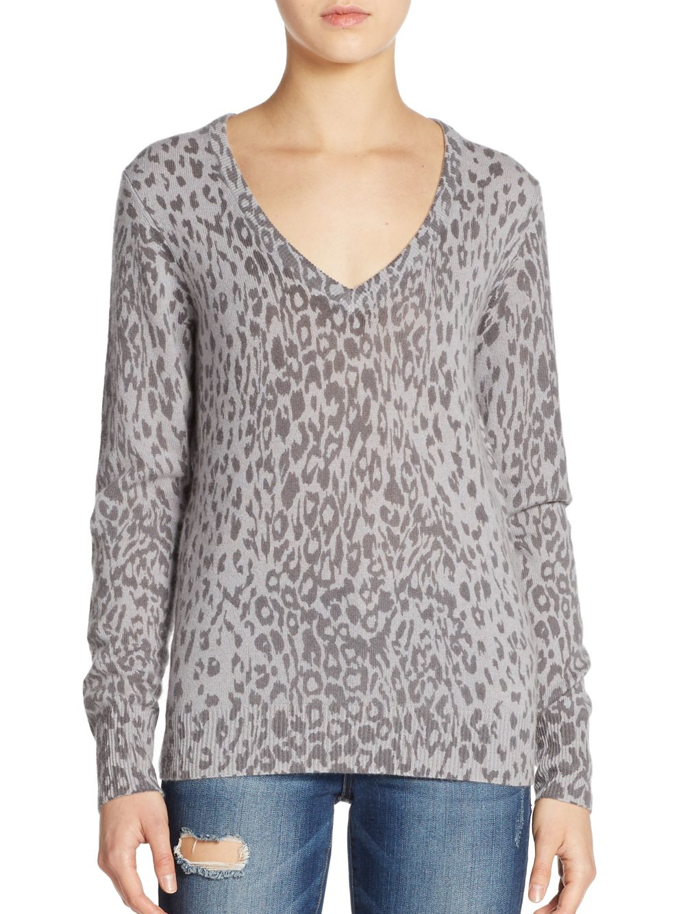 gray animal print sweater