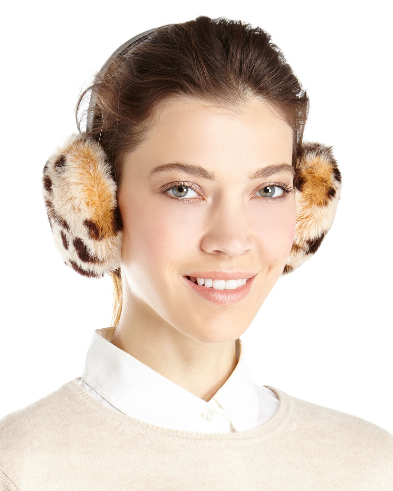 Surell Beaver Faux Fur Earmuffs in Brown Lyst