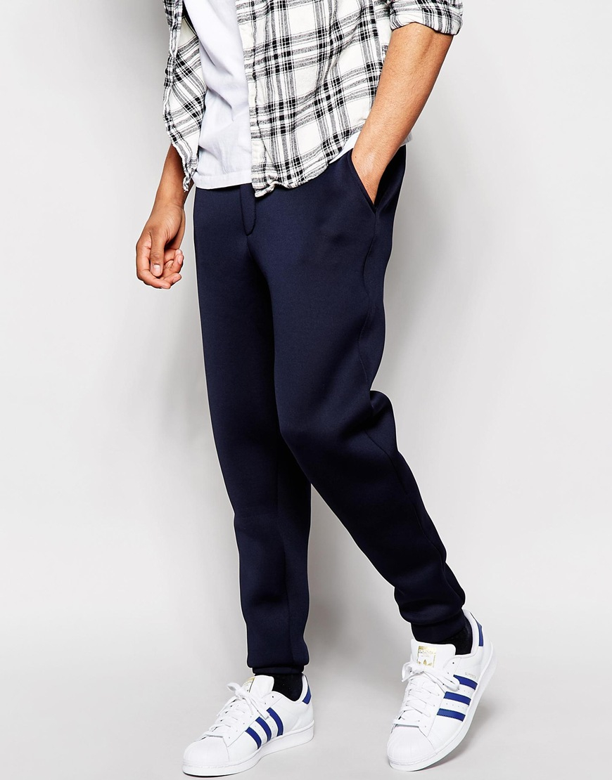 ASOS Skinny Joggers In Scuba Fabric in Navy (Blue) for Men - Lyst