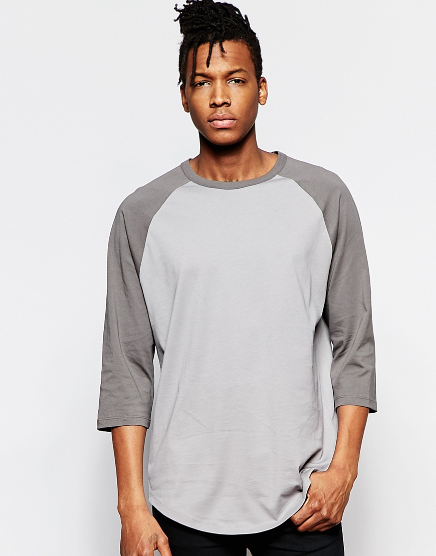 Download ASOS Oversized 3/4 Sleeve T-shirt With Contrast Raglan And ...