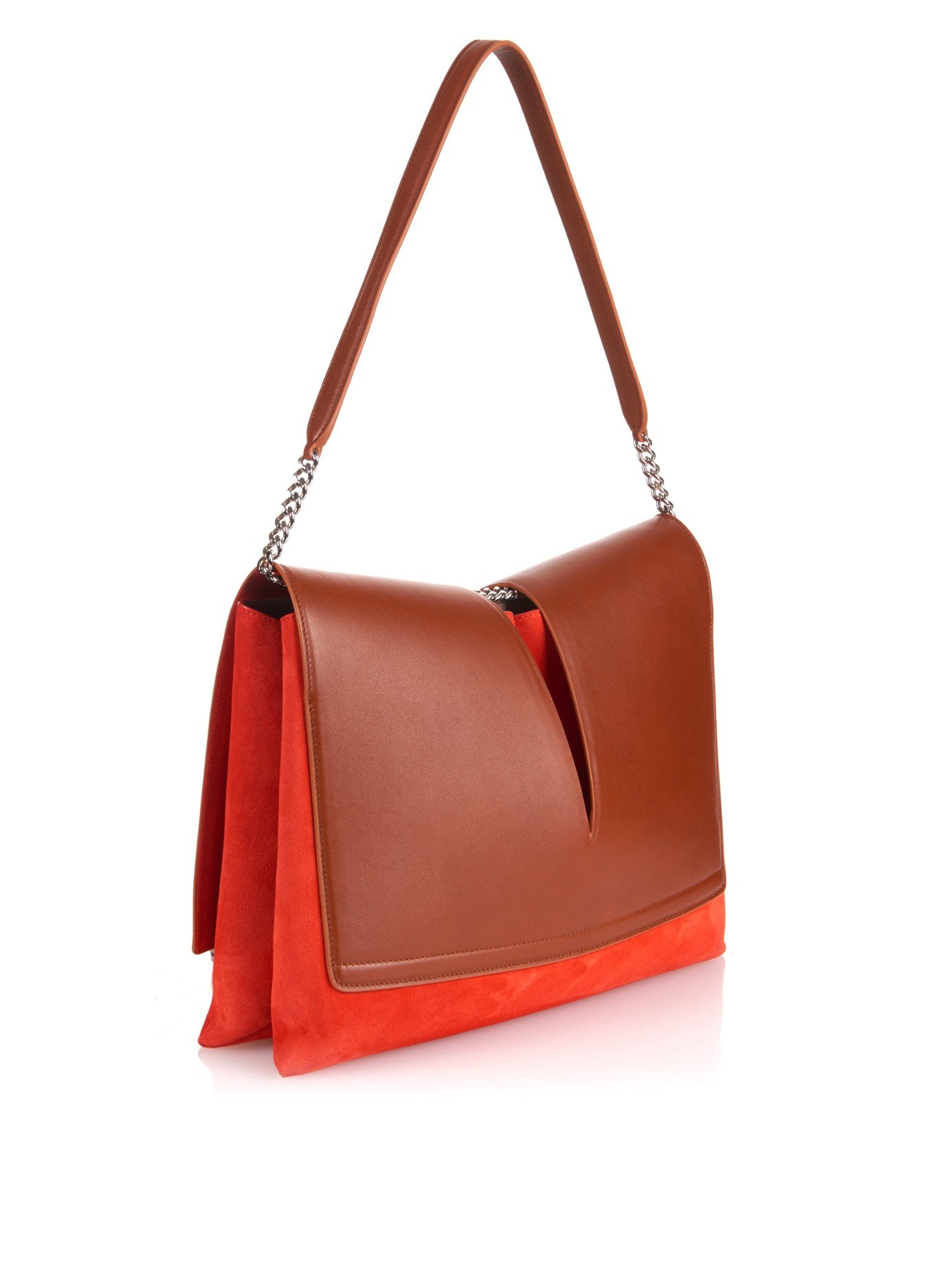 Jil Sander View Suede And Leather Shoulder Bag in Red | Lyst