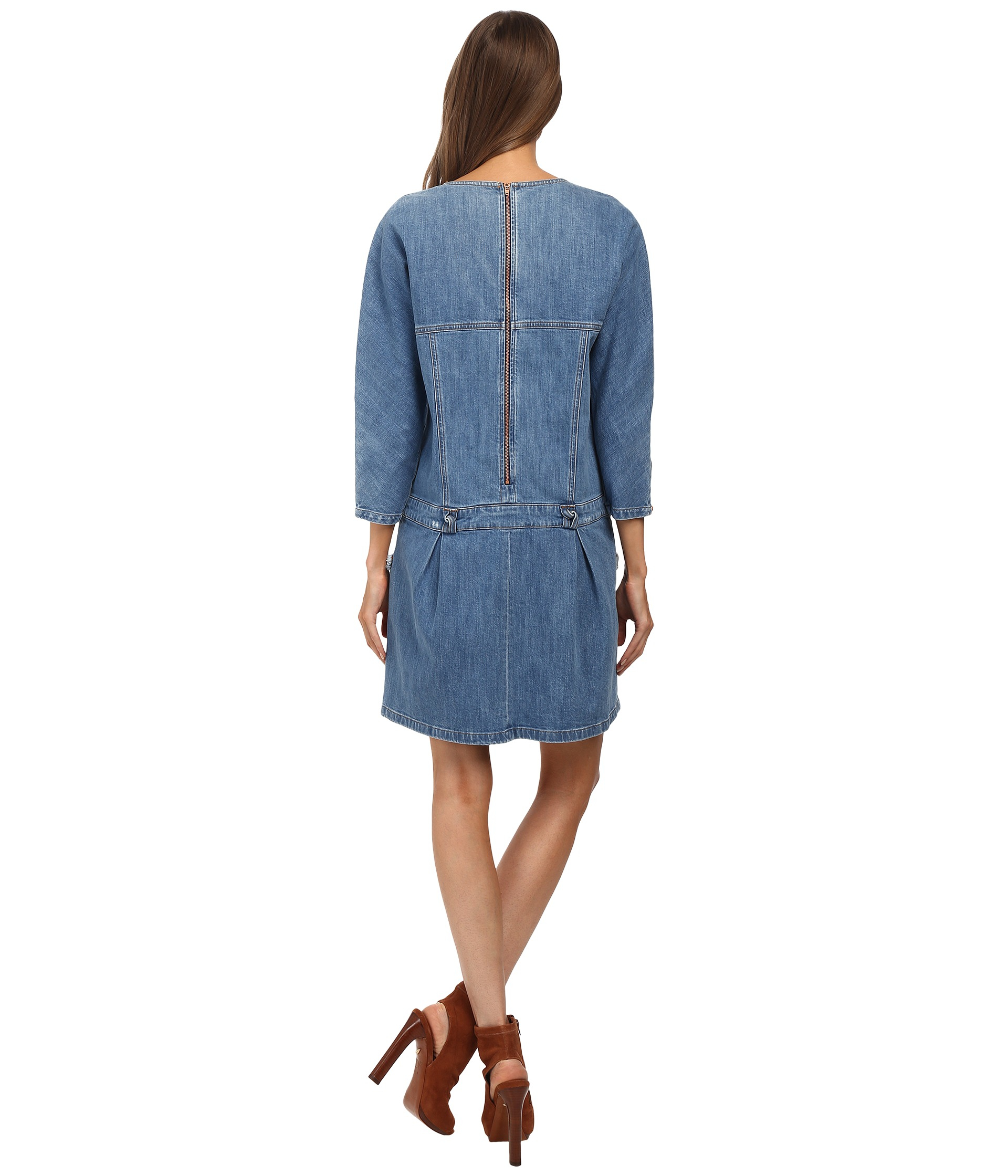 See By Chloé Long Sleeve Denim Dress in Stone Wash (Blue) Lyst