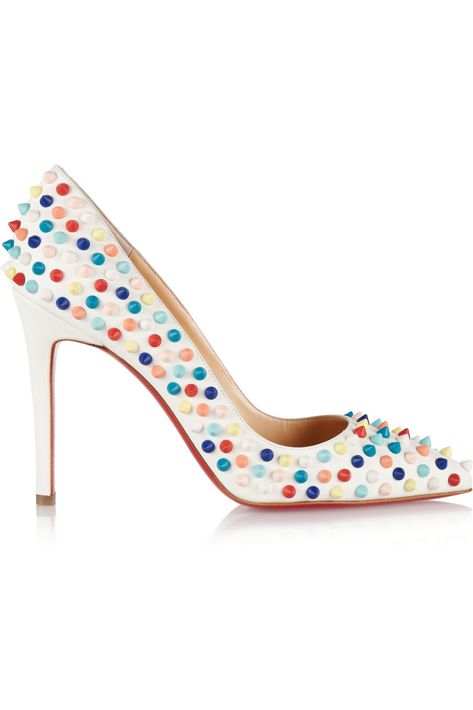 Christian Louboutin Pigalle Spikes 100 Leather Pumps in White | Lyst