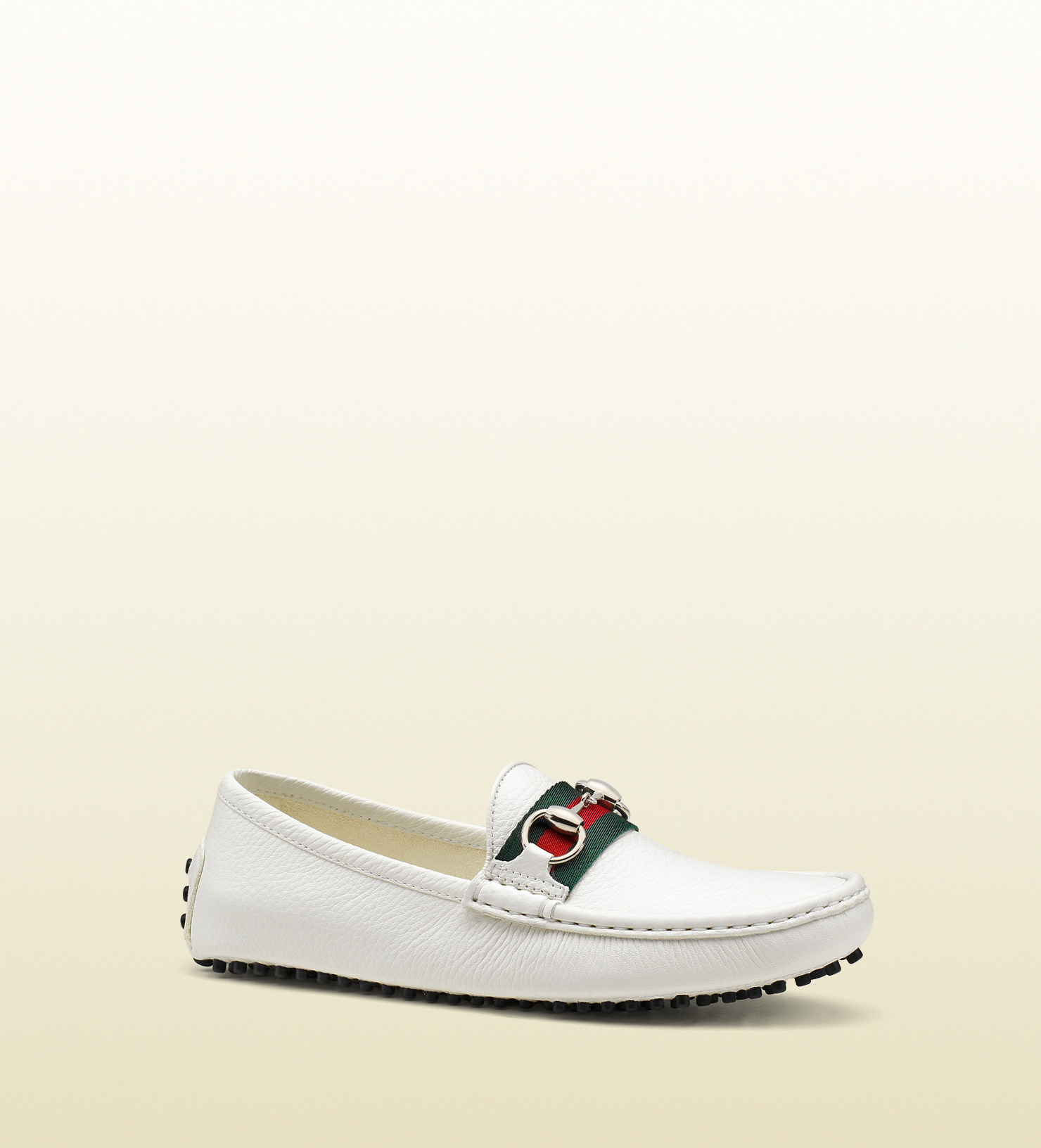 gucci white leather loafers