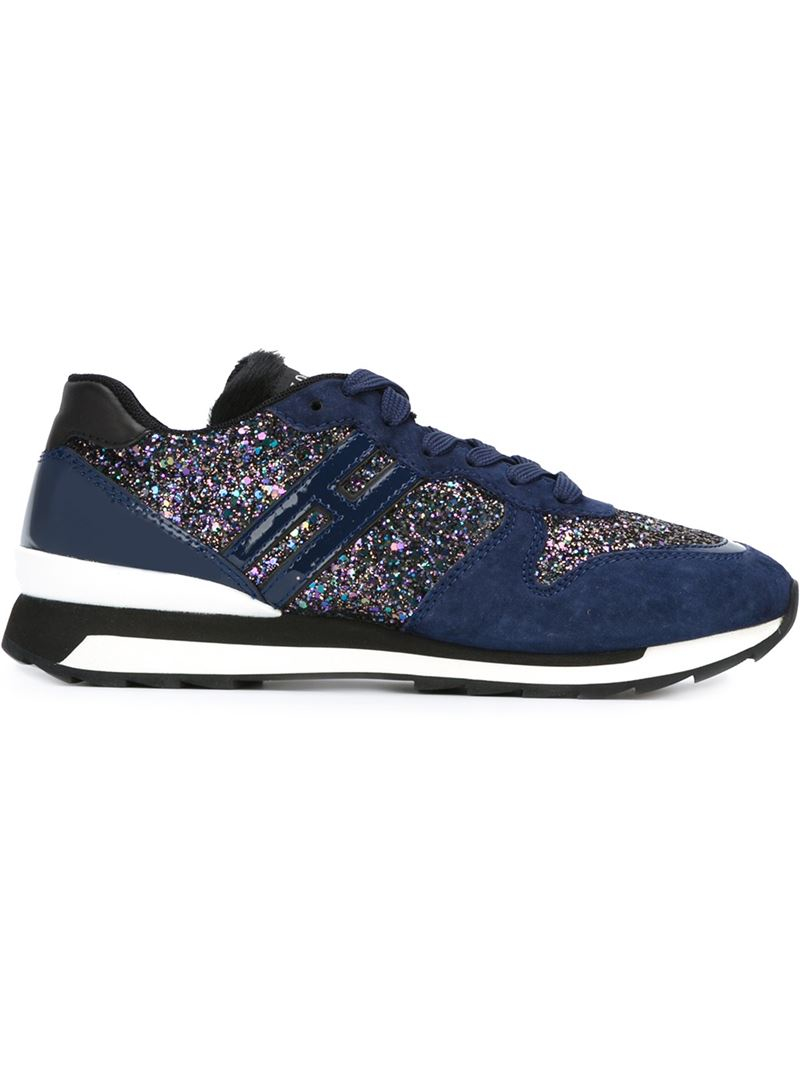 Hogan Rebel Glitter Panel Sneakers in Blue | Lyst