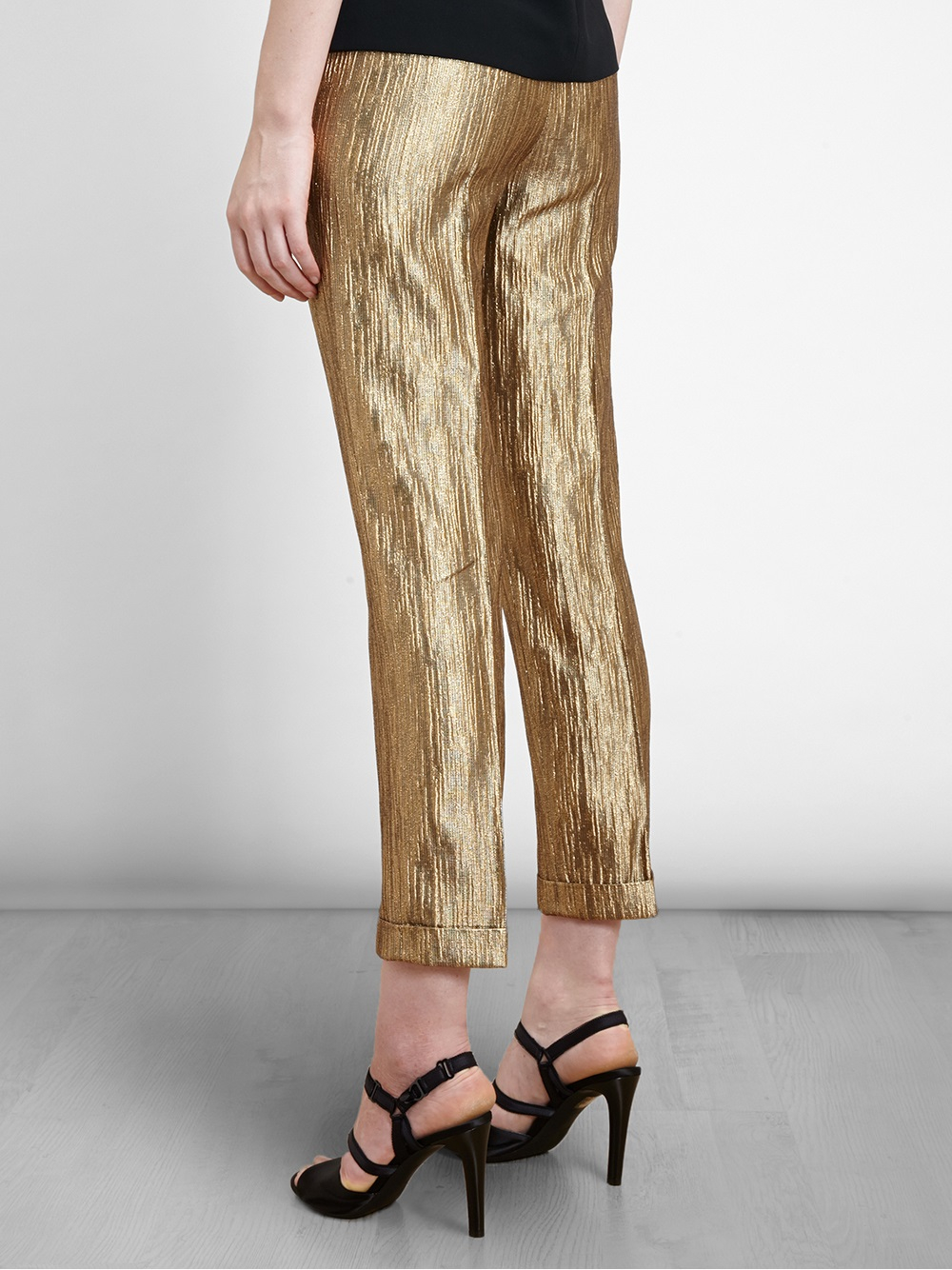 OSMAN Gold Brocade Trousers in Metallic 