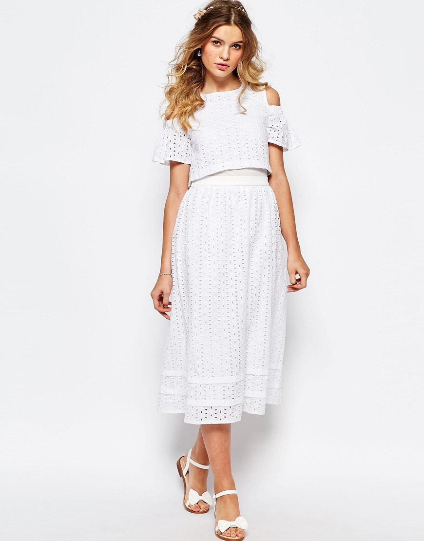 white midi broderie dress
