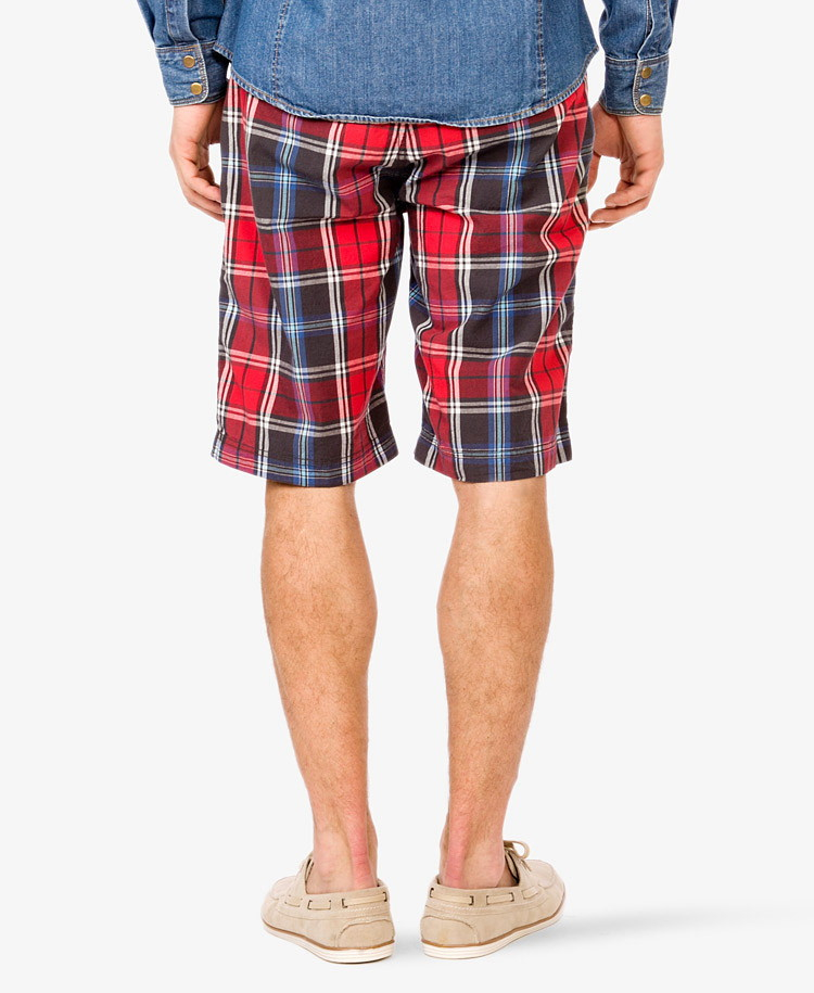 Lyst Forever 21 Plaid Shorts W/ Belt in Blue for Men