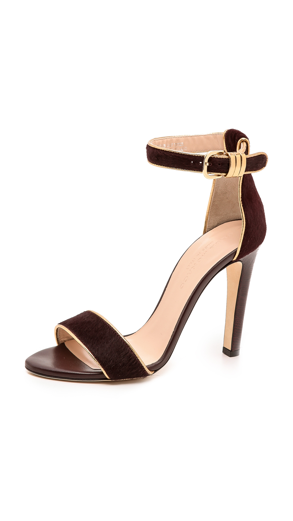 burgundy and gold sandals