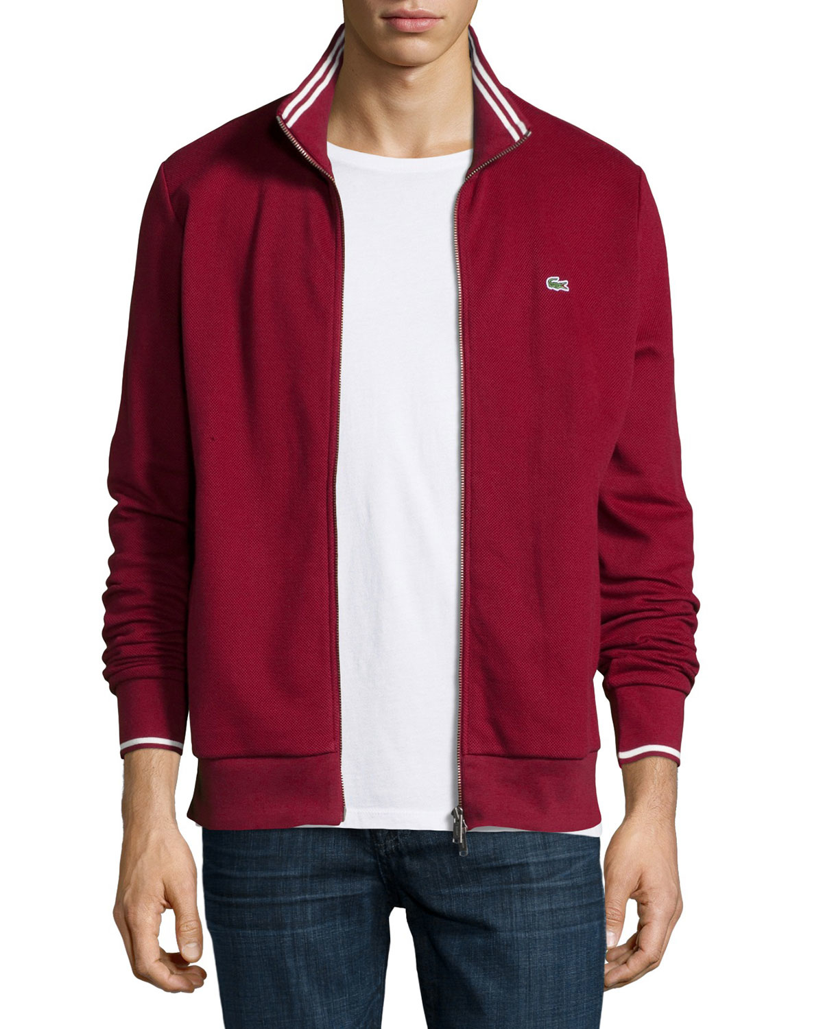 Lacoste Full-zip Tipped Track Jacket in Dark Red (Red) for Men - Lyst