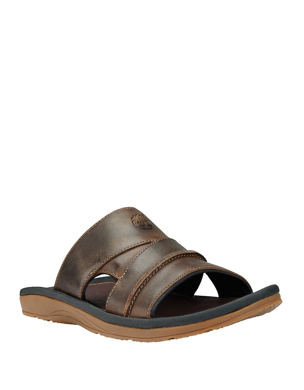 Lyst - Timberland Earthkeepers Original Leather Slide Sandals in Brown ...