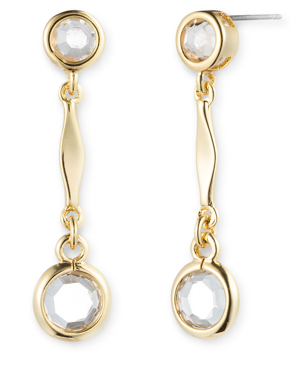 Anne Klein Goldtone Bar Double Crystal Drop Earrings in Gold Lyst