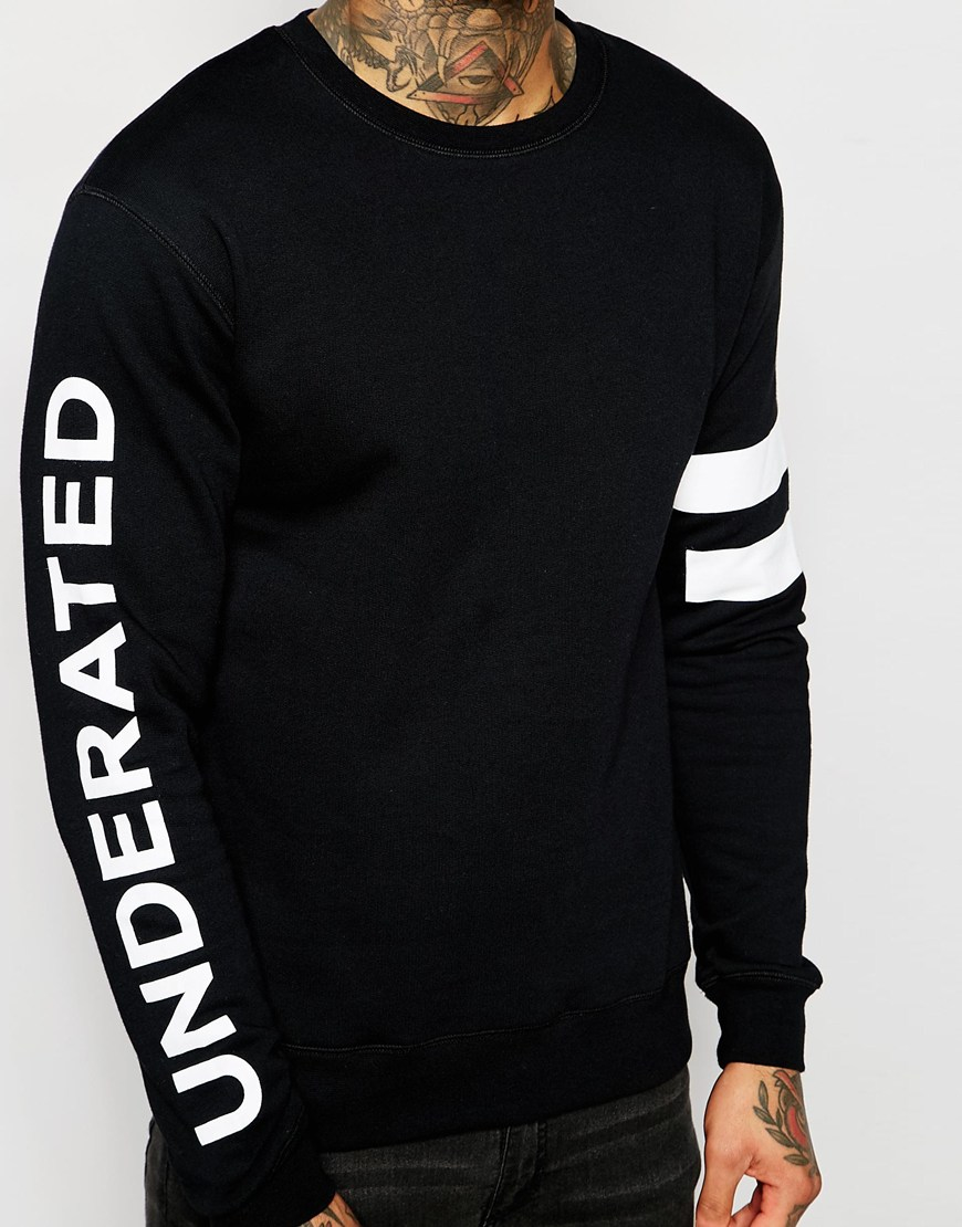 Underated Cotton Oversized Sweatshirt With Arm Logo In Black For Men Lyst