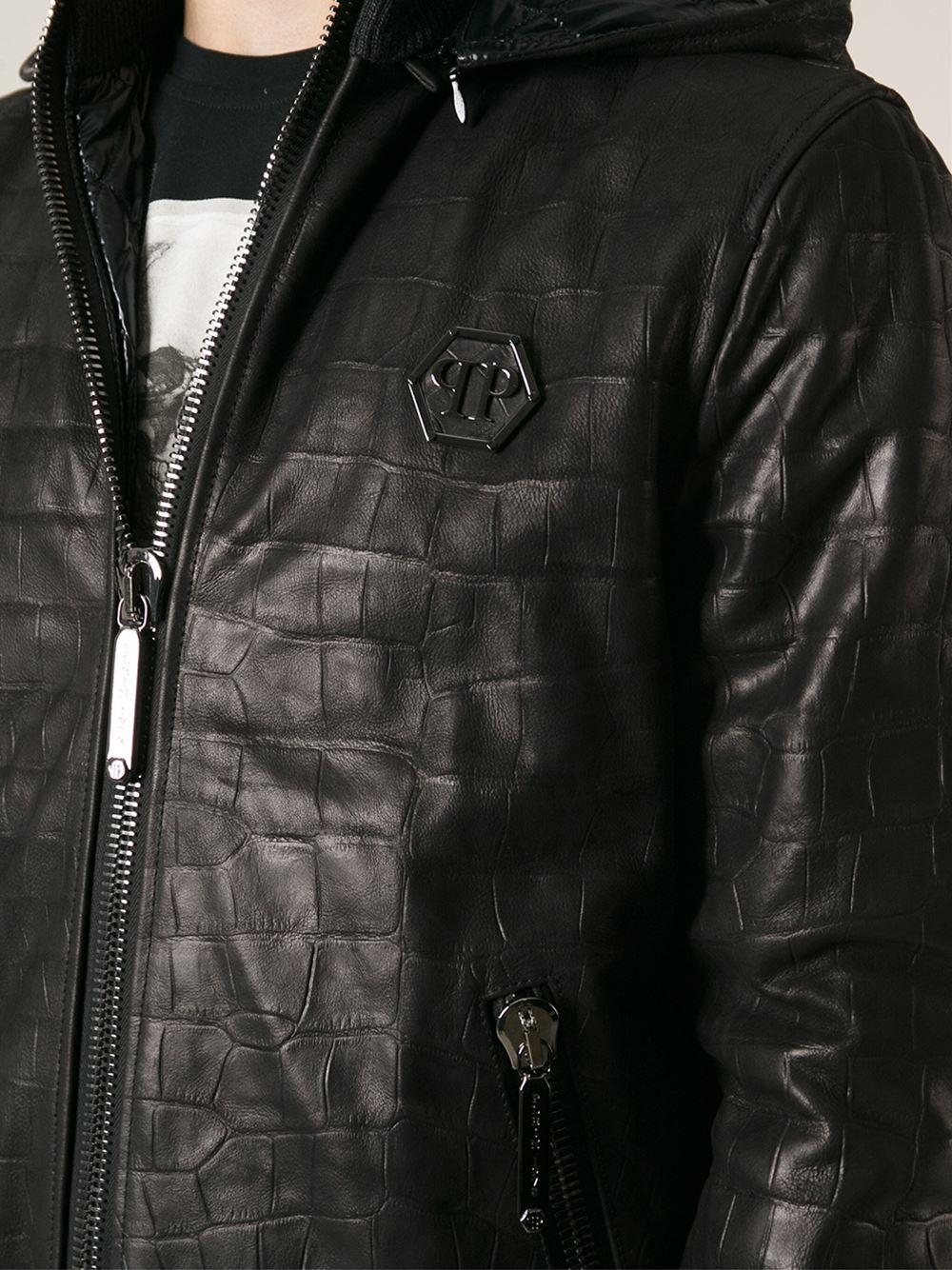 philipp plein croco leather jacket