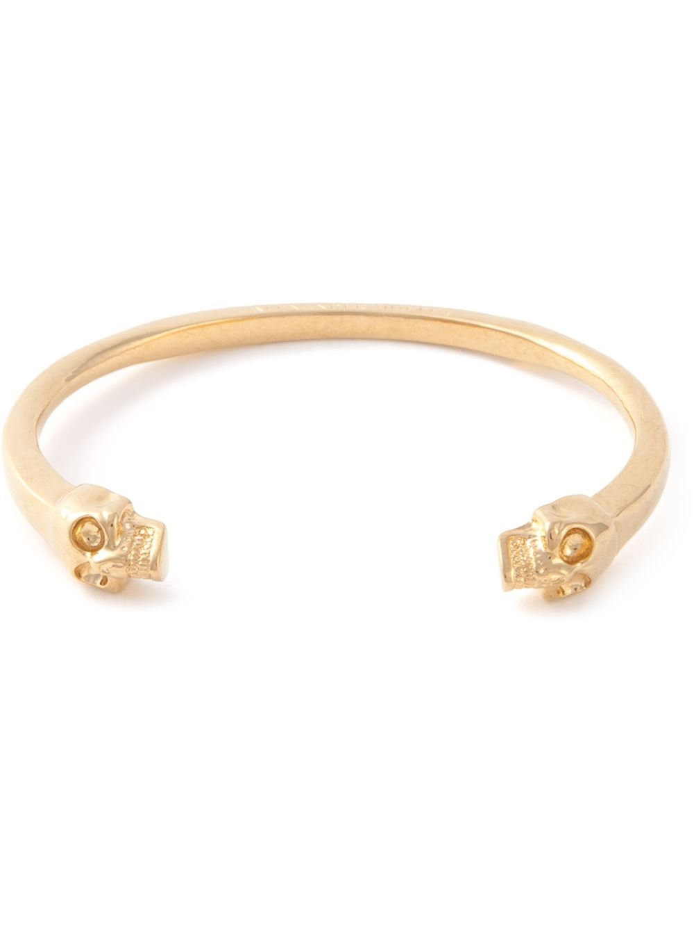 Lyst Alexander Mcqueen Twin Skull Bracelet In Metallic For Men Gallery