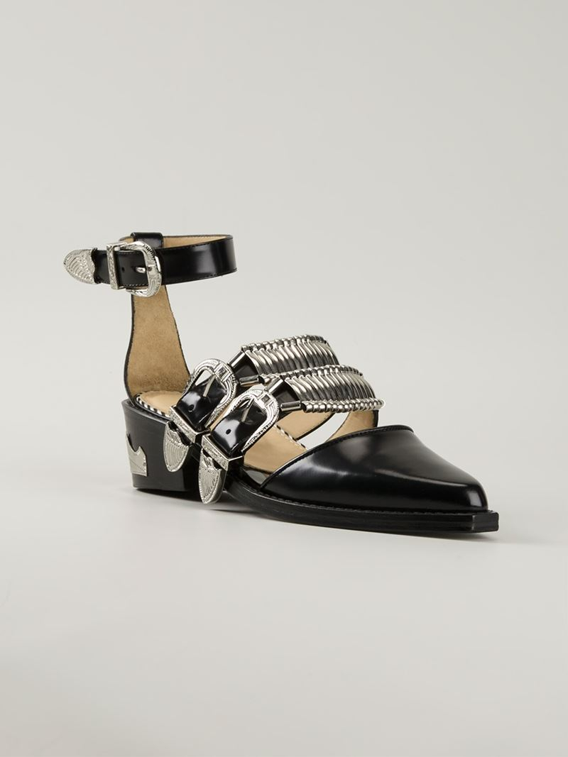 Toga Buckle Western Sandals in Black | Lyst